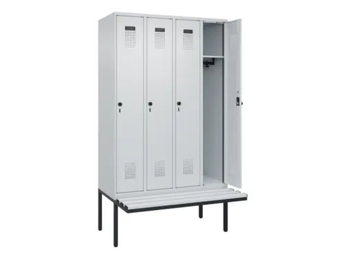 locker met bank,HxBxD 2120x1200x815mm,4vak,vak B 300mm,draaigrendel