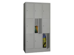 lockerkast,HxBxD 1850x900x500mm,3x3vakken,RAL7035,front RAL7016