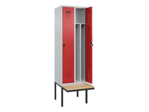 locker met bank,voor scheiding van kleding,HxBxD 2120x600x815mm,2vak