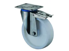 zwenkwiel m. rem,draagverm. 700kg,kunststof,ØxB 200x50mm,RVS-wiellage