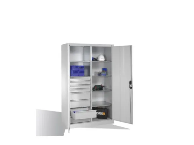 werkplaatskast,HxBxD 1950x1200x500mm,romp RAL7035,front RAL7035