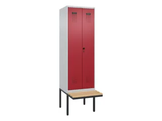 locker met bank,voor scheiding van kleding,HxBxD 2120x600x815mm,2vak - 2