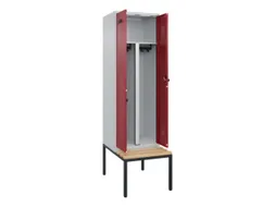 PBM-locker met bank,HxBxD 2120x600x815mm,2vak,vak B 300mm,draaigrendel