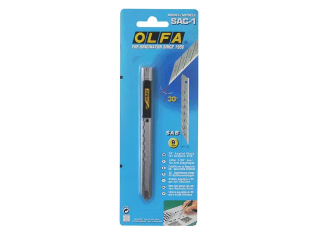 Couteau sécable Olfa-1 9mm avec corps emétal blister 1 pièce