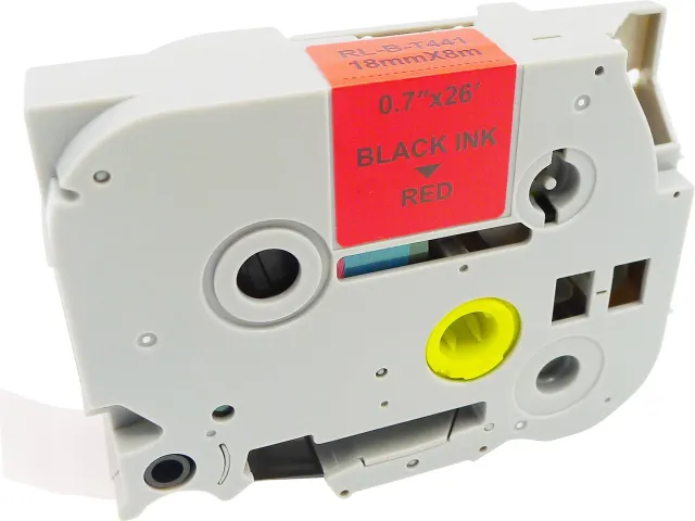 NEUTRAL Labeltape P-touch TZE-441 18mmx8m Zwart op Rood gelamineerd