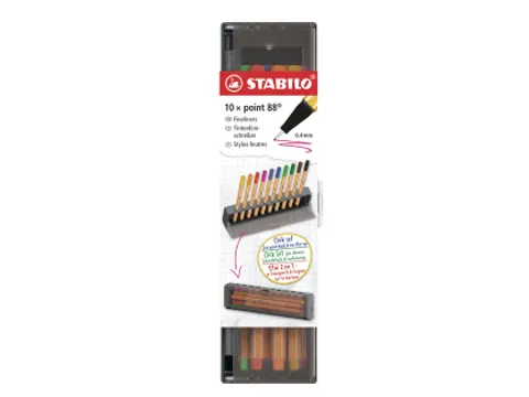 Fineliner STABILO point 88 Fin Clickser 10 couleurs