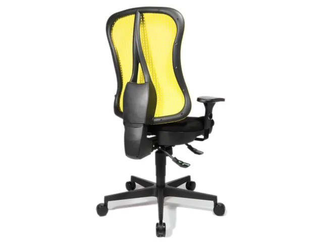 Siège Bureau Pivotant Assise Noir Dossier Maille Jaune