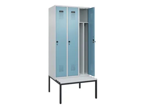 locker met bank,voor scheiding van kleding,HxBxD 2120x900x815mm,3vak