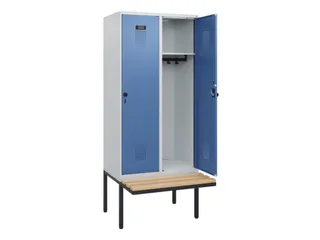 locker met bank,HxBxD 1950x800x815mm,2vak,vak B 400mm,draaigrendel - 1