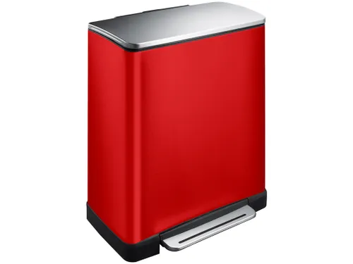 E-Cube recycling pedaalemmer Rood Mat RVS 28+18 Liter