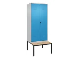 PBM-locker met bank,HxBxD 2120x800x815mm,2vak,vak B 400mm,draaigrendel