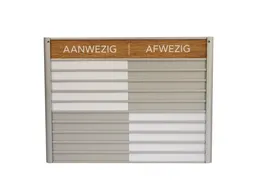 Menoor In-Uit bord 10 namen Aluminium Aanwezig/Afwezig Houtlook