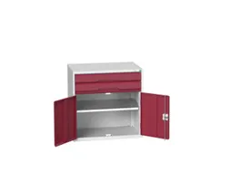 ladekast HxBxD 800x800x550mm 2laden 2deuren RAL7035 front RAL3004