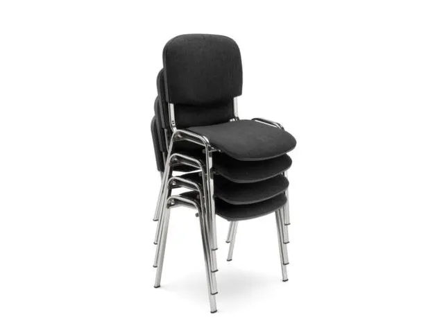 Chaise visiteur 4 Pieds Chromé Assise Tissu Gris Foncé Dos maille n