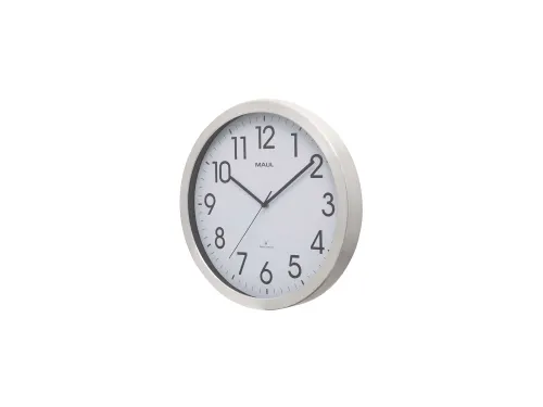 Wandklok MAUL Move RC Ø40cmxx4.5cm aluminium/wit incl.batterij