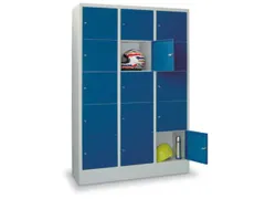 lockerkast,HxBxD 1850x1200x500mm,3x5vakken,RAL7035,front RAL7016