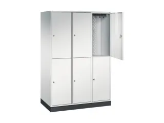 Dubbeldekse garderobekast,RAL 7035,HxBxD 1950x1220x600mm,3x2vak. - 1