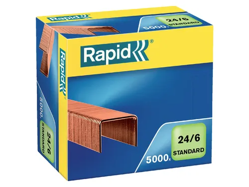 Nieten Rapid 24/6 kopercoating standaard 5000 stuks