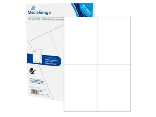 Mediarange Etiketten A5 (148X210Mm) 105X148Mm 200Stuk Wit