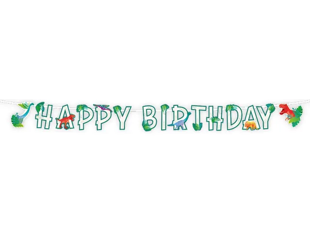 Letterslinger Happy Birthday Dino Groen 2,5 meter