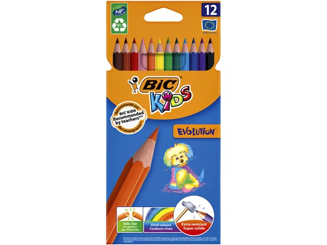 Kleurpotloden BicKids Evolution assorti etui à 12 stuks
