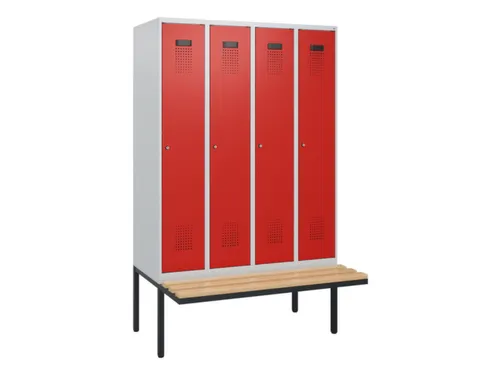 locker met bank,HxBxD 1950x1200x815mm,4vak,vak B 300mm,cilinderslot