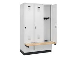 locker met bank,HxBxD 1950x1200x815mm,3vak,vak B 400mm,draaigrendel