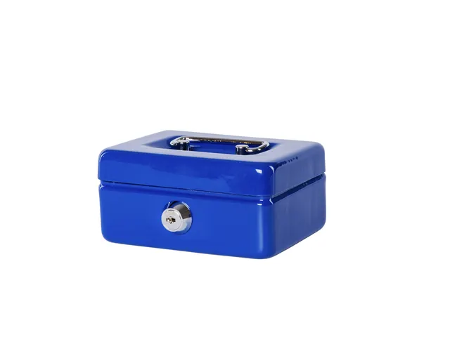 Geldkist MAUL met muntgleuf en slot 125x95x60mm blauw