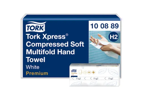 Handdoek Tork 100889 H2 Xpress compressed Premium 2-Laags Wit