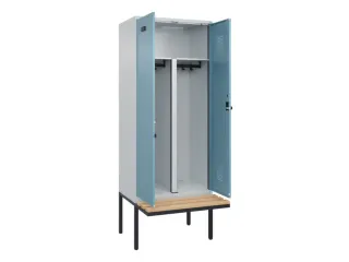PBM-locker met bank,HxBxD 2120x800x815mm,2vak,vak B 400mm,draaigrendel - 1