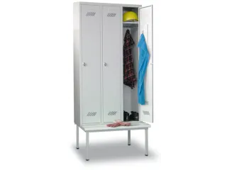locker met bank,RAL 7035,HxBxD 2150x1200x500mm,3vak,vak B 400mm - 1