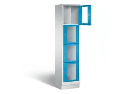 Lockerkast 1800x420x500mm 1x4 vakken Cilinderslot, Sokkel, RAL5012