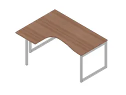 hoek-bureau,HxBxD 730x1600x1200mm,blad canaletto-hout,verdieping links