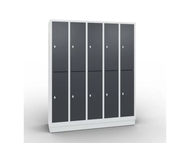 lockerkast draaigrendel 1800x1480x500 5x2vakken RAL7035 front RAL7021