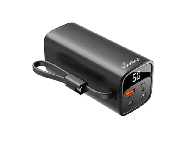 MediaRange Powerbank geïntegreerde USB-C-kabel 20.000mAh Zwart