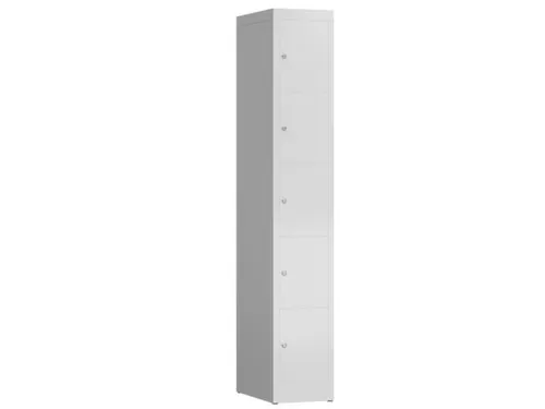 Lockerkast 1800x310x500mm 1x5 vakken cilinderslot, sokkel, RAL7035