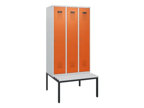 locker met bank,HxBxD 1950x900x815mm,3vak,vak B 300mm,cilinderslot