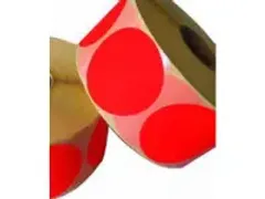 OUTLET Etiketten Op Rol 50mm Fluor Rood Met Dispenser 500 Stuks