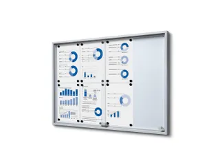 Vergrendelbaar notitiebord Indoor Slim 8xA4 met Schuifdeuren Zilver - 1