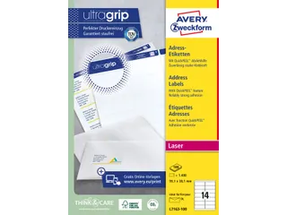 Adresetiket Avery QuickPeel L7163-100 99.1x38.1mm Wit 1400 Stuks - 1