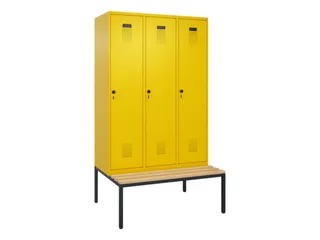 locker met bank,voor scheiding van kleding,HxBxD 2120x1200x815mm,3vak - 2