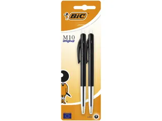 Balpen Bic M10 medium zwart blister à 2 stuks - 1
