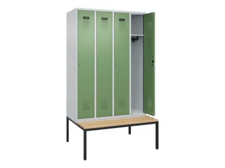 locker met bank,HxBxD 2120x1200x815mm,4vak,vak B 300mm,cilinderslot - 1