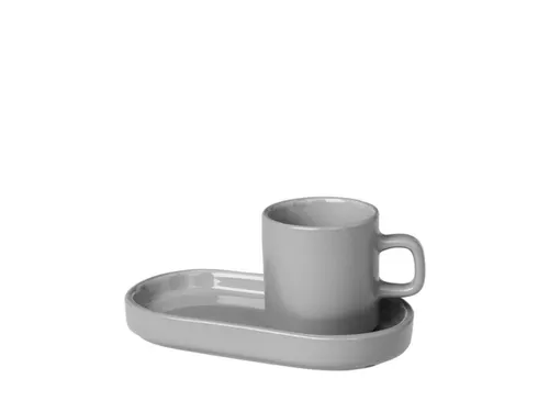 Set Espressokopjes 2Kopjes 2Planken Keramiek Grijs 50Ml Per Kopje