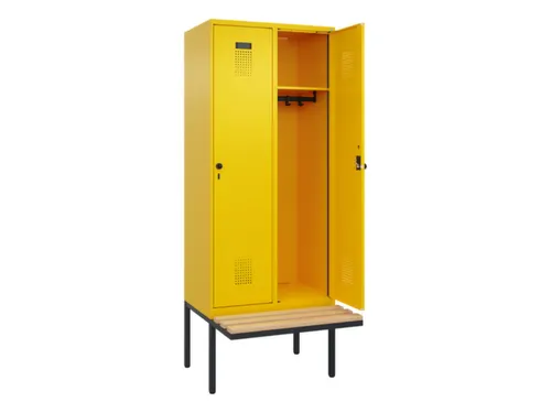 locker met bank,HxBxD 2120x800x815mm,2vak,vak B 400mm,draaigrendel