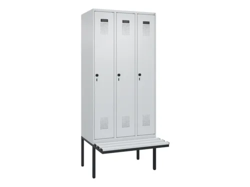locker met bank,voor scheiding van kleding,HxBxD 2120x900x815mm,3vak