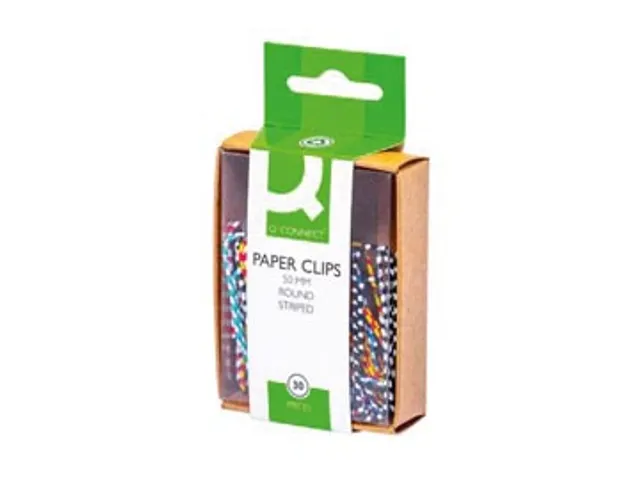 Papierklem 50mm Gestreept Geassorteerde Kleuren Doos 30 Stuks