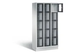 Lockerkast 1800x900x500mm 3x5 vakken Cilinderslot, Sokkel, RAL7021