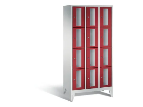 Lockerkast 1850x900x500mm 3x4 vakken Cilinderslot Poten, RAL3003