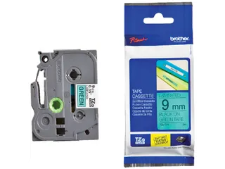 Labeltape Brother P-touch TZe-721 standaard 9mm zwart op groen - 1
